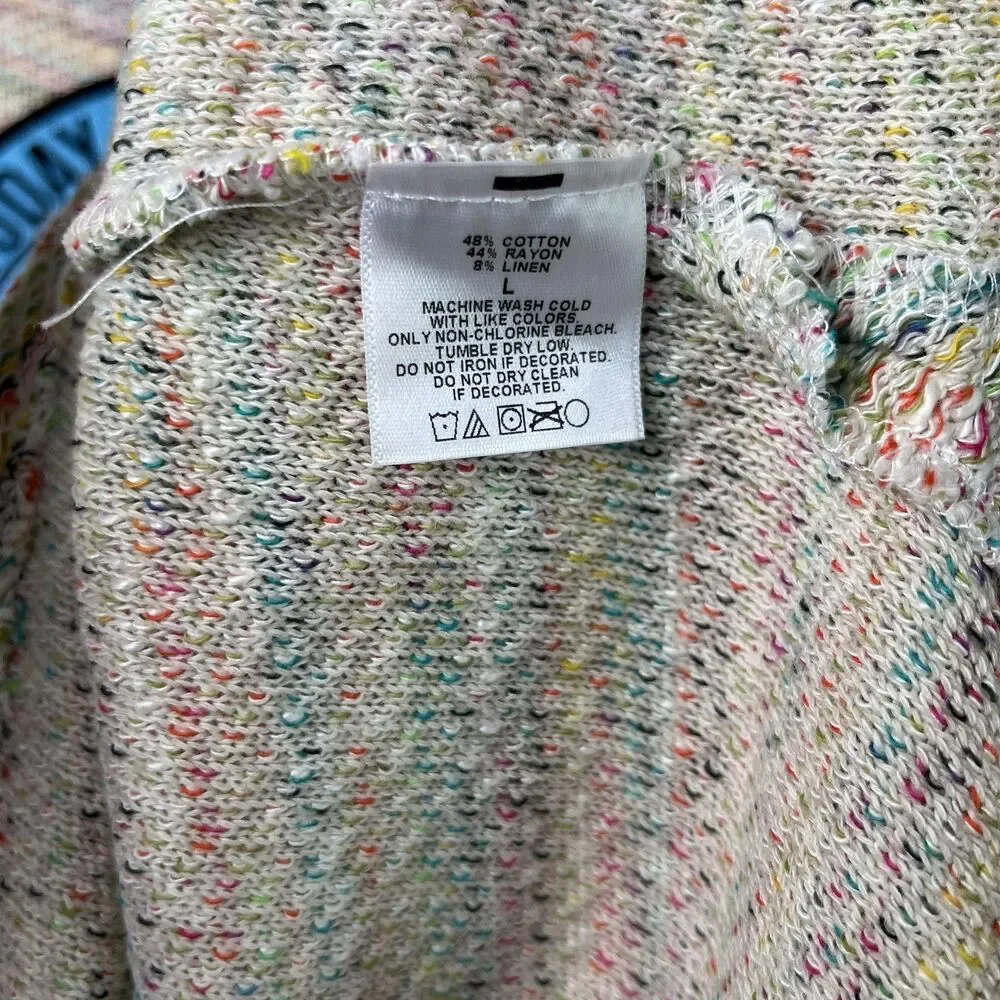Attic Salt Sweater Womens Large Multicolor Linen‎ Blend Knit Pullover Not Today